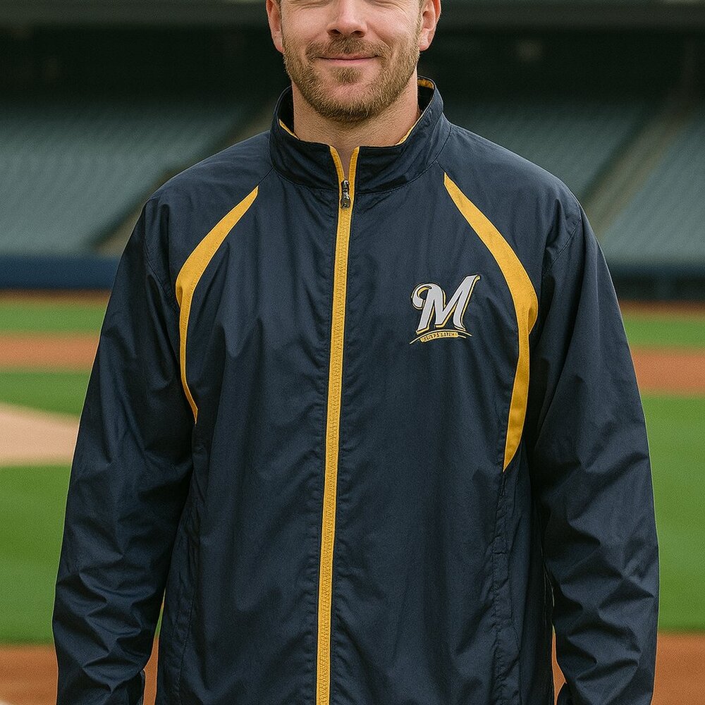 Milwaukee Brewers Men’s Extra Large Windbreaker Jacket MLB Vintage Retro